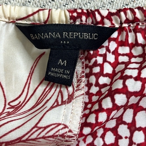 Banana Republic TWIST-NECK RED SUNSET MIDI DRESS Elegant Red and White Dress - Picture 7 of 15